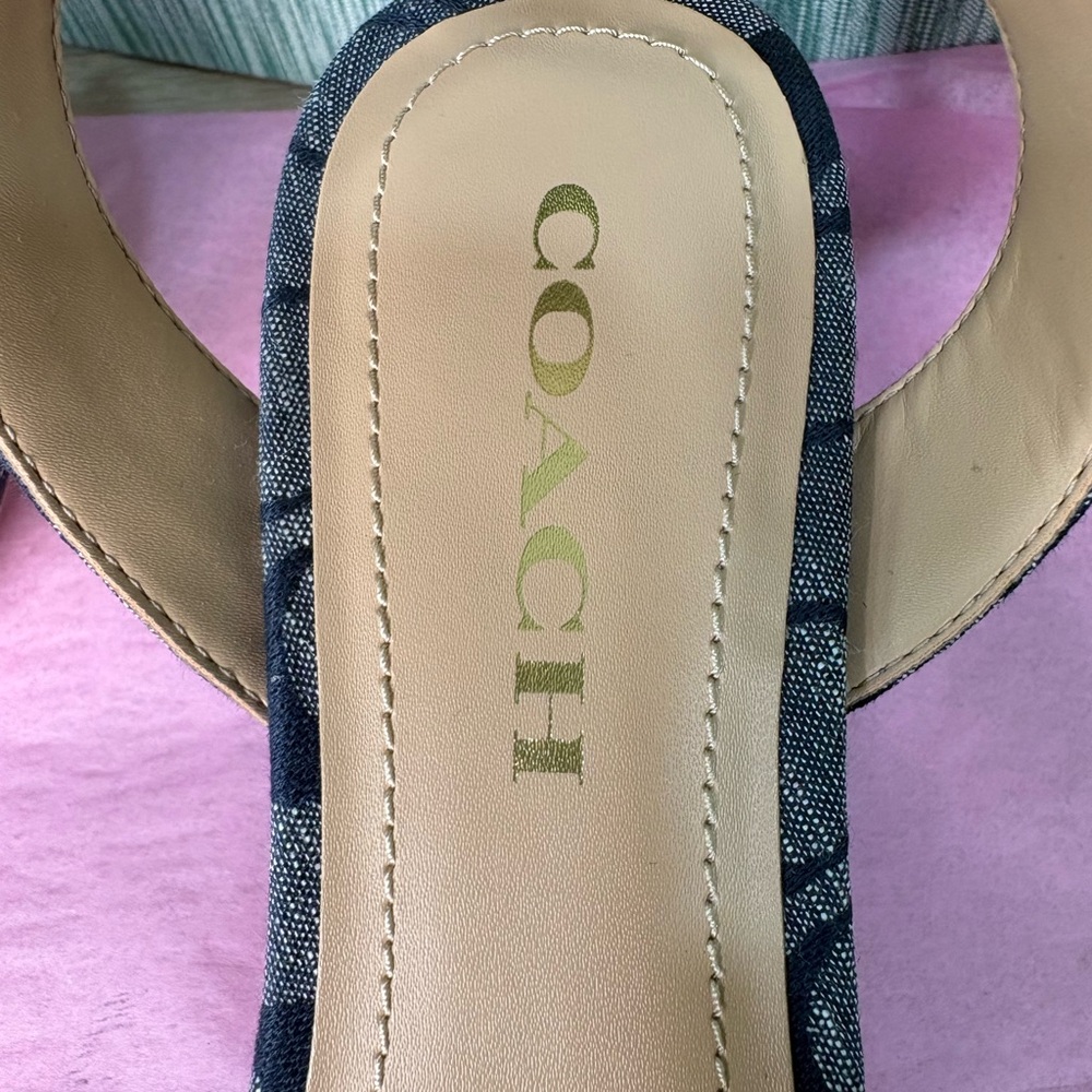 Coach Dark Blue Patterned Sandals - Picture 7 of 10